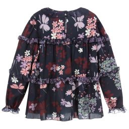 Miss Blumarine-Girls Blue Floral Blouse | Childrensalon Outlet