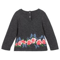 Miss Blumarine-Grey Wool Knitted Sweater | Childrensalon Outlet