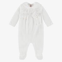 Miss Blumarine-Ivory Cotton Babygrow | Childrensalon Outlet