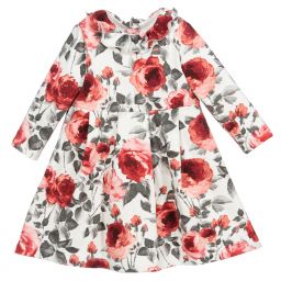 ميس بلومارين-فستان قطن جيرسي لون عاجي، زهري ورمادي للمولودات | Childrensalon Outlet