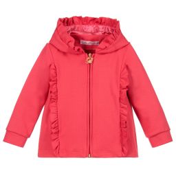 Miss Blumarine-Pink Zip-Up Cotton Jersey Top | Childrensalon Outlet