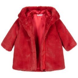 Miss Blumarine-Red Faux Fur Baby Coat | Childrensalon Outlet