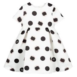 Miss Blumarine-فستان ساتان لون أبيض وأسود | Childrensalon Outlet