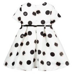 Miss Blumarine-فستان ساتان لون أبيض وأسود | Childrensalon Outlet