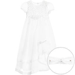 Miss Blumarine-White Ceremony Baby Gown & Headband Set | Childrensalon Outlet