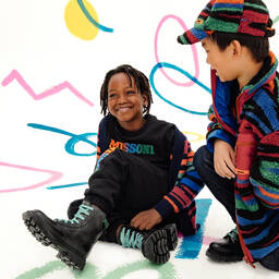 Missoni-Boys Black Organic Cotton Joggers | Childrensalon Outlet