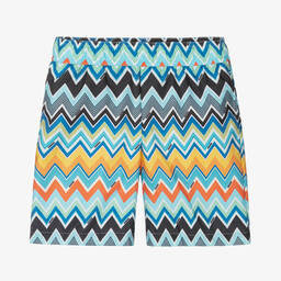 Missoni-Boys Blue Zigzag Swim Shorts | Childrensalon Outlet