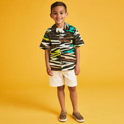 Missoni-Boys Brown & Green Zigzag Cotton Shirt | Childrensalon Outlet