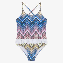 Missoni-Girls Blue & Pink Zigzag Swimsuit | Childrensalon Outlet