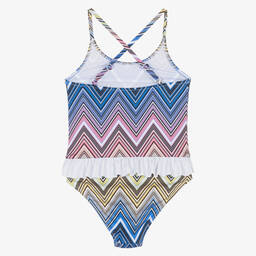 Missoni-Girls Blue & Pink Zigzag Swimsuit | Childrensalon Outlet