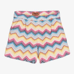 Missoni-Girls Multicolour Zigzag Knit Shorts | Childrensalon Outlet