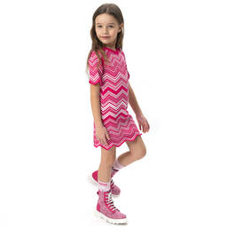 Missoni-Girls Pink Knitted Zigzag Dress | Childrensalon Outlet