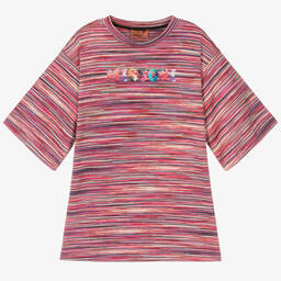 Missoni-Girls Pink Striped Cotton Jersey Dress | Childrensalon Outlet