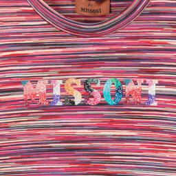 Missoni-Girls Pink Striped Cotton Jersey Dress | Childrensalon Outlet