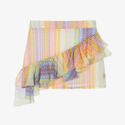 Missoni-تنورة فاخرة للبنات من الحرير والقطن بتصميم كشكش زاهي | Childrensalon Outlet