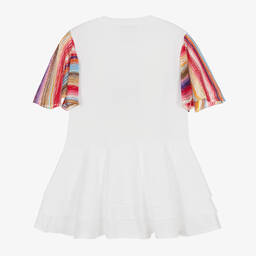 Missoni-Girls White Cotton Stripe Sleeve Dress | Childrensalon Outlet