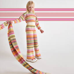 Missoni-Girls Wool Zigzag Knit Scarf | Childrensalon Outlet