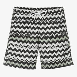 Missoni-Teen Boys Black & White Zigzag Swim Shorts | Childrensalon Outlet