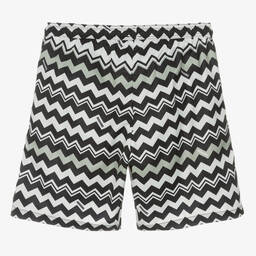 Missoni-Teen Boys Black & White Zigzag Swim Shorts | Childrensalon Outlet