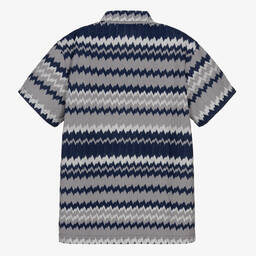 Missoni-Teen Boys Blue & Grey Zigzag Polo Shirt | Childrensalon Outlet