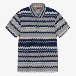 Missoni-Teen Boys Blue & Grey Zigzag Polo Shirt | Childrensalon Outlet
