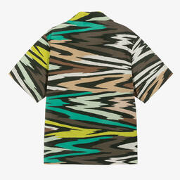 Missoni-قميص بطبعة زيغ زاغ قطن لون بني وأخضر | Childrensalon Outlet