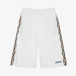 Missoni-Teen Boys White Zigzag Logo Shorts | Childrensalon Outlet
