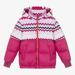 Missoni-Розовый пуховик с зигзагами | Childrensalon Outlet