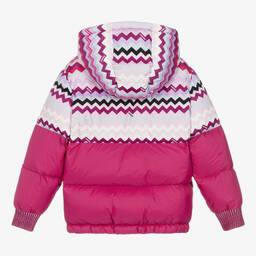 Missoni-Розовый пуховик с зигзагами | Childrensalon Outlet