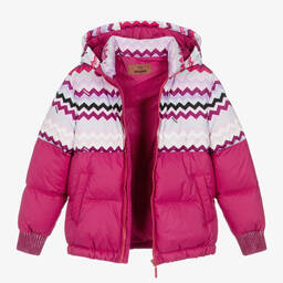 Missoni-Розовый пуховик с зигзагами | Childrensalon Outlet
