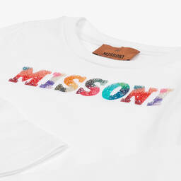 Missoni-توب تينز بناتي قطن عضوي لون أبيض | Childrensalon Outlet