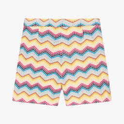 Missoni-Teen Girls White Zigzag Knitted Shorts | Childrensalon Outlet