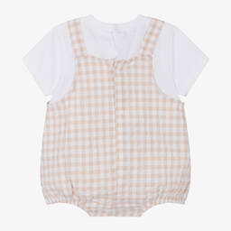 Mitch & Son-Baby Boys Beige Check Cotton Shortie | Childrensalon Outlet