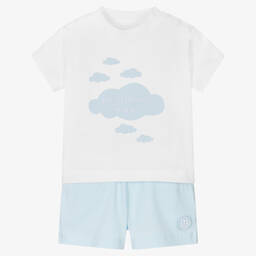 Mitch & Son-Белая футболка и голубые шорты | Childrensalon Outlet
