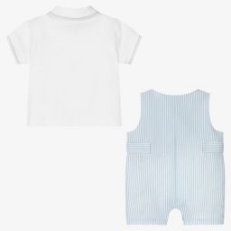 Mitch & Son-Белый топ и голубой комбинезон из хлопка | Childrensalon Outlet