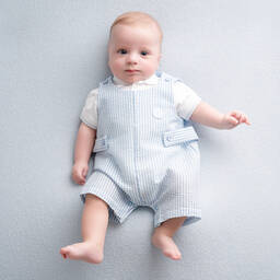 Mitch & Son-Белый топ и голубой комбинезон из хлопка | Childrensalon Outlet