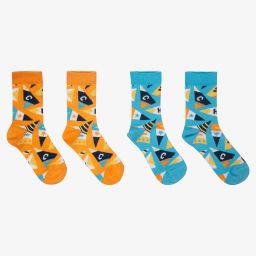 Mitch & Son-Blue & Orange Socks (2 Pack) | Childrensalon Outlet