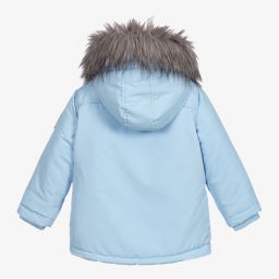 ميتش آند سون-جاكيت هودي مبطن لون أزرق باهت للأولاد | Childrensalon Outlet