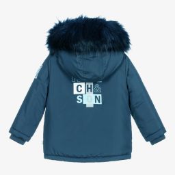 ميتش آند سون-جاكيت هودي مبطن لون أزرق باهت للأولاد | Childrensalon Outlet