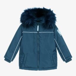 ميتش آند سون-جاكيت هودي مبطن لون أزرق باهت للأولاد | Childrensalon Outlet