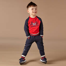 ميتش آند سون-تراكسوت قطن جيرسي لون كحلي وأحمر للأولاد | Childrensalon Outlet