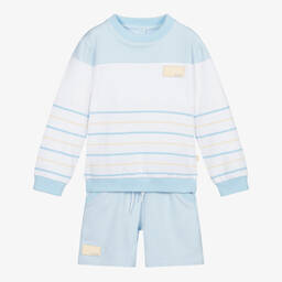 Mitch & Son-Бело-голубой спортивный костюм с шортами | Childrensalon Outlet