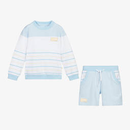 Mitch & Son-Бело-голубой спортивный костюм с шортами | Childrensalon Outlet