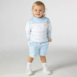 Mitch & Son-Бело-голубой спортивный костюм с шортами | Childrensalon Outlet