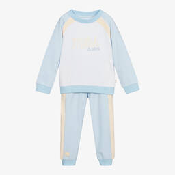 ميتش آند سون-تراكسوت قطن جيرسي لون أزرق وأبيض للأولاد | Childrensalon Outlet