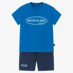 Mitch & Son-Boys Azure Cotton Outfit Duo | Childrensalon Outlet