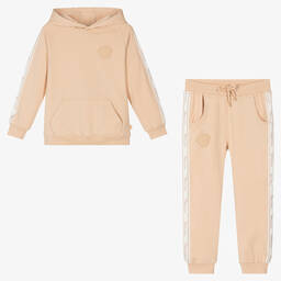 Mitch & Son-Boys Beige Cotton Tracksuit | Childrensalon Outlet