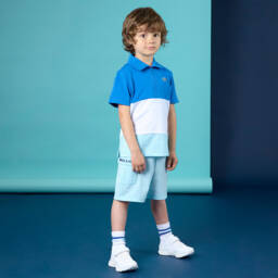 Mitch & Son-Boys Blue Block Polo Top | Childrensalon Outlet
