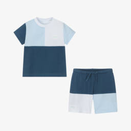 Mitch & Son-Boys Blue Blocked Cotton Ensemble | Childrensalon Outlet