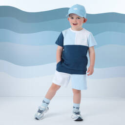 Mitch & Son-Boys Blue Blocked Cotton Ensemble | Childrensalon Outlet